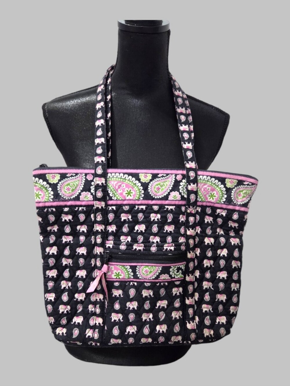 Vera Bradley Rare Retired "Pink Elephant" Quilted Breast Cancer Paisley Tote
